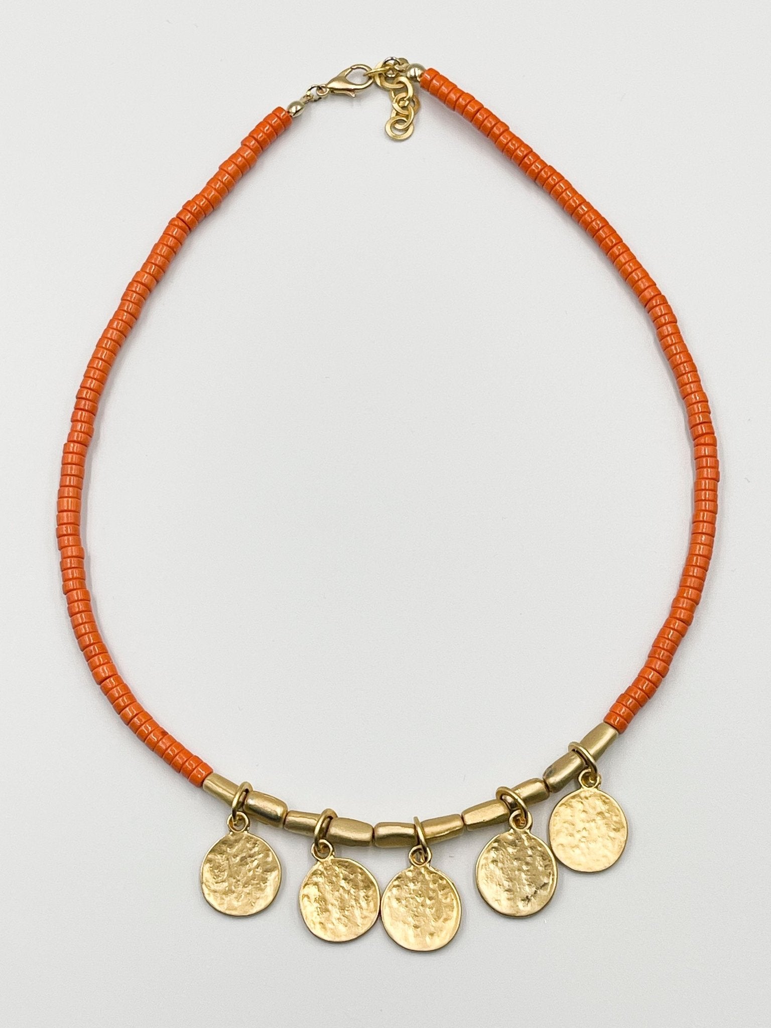 Gold plated 18 karat lab colored stone necklace - ELLY