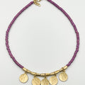 Gold plated 18 karat lab colored stone necklace - ELLY