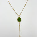 Green Zircon Stone Adorned 18-Karat Gold-Plated Chain Necklace - ELLY