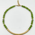 Light Green Volcano Stones with 18 Karat Gold Plated Brass Necklace - ELLY