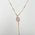 Pink Zircon Stone Adorned 18-Karat Gold-Plated Chain Necklace - ELLY