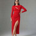 Red Long Sleeve Dress - ELLY