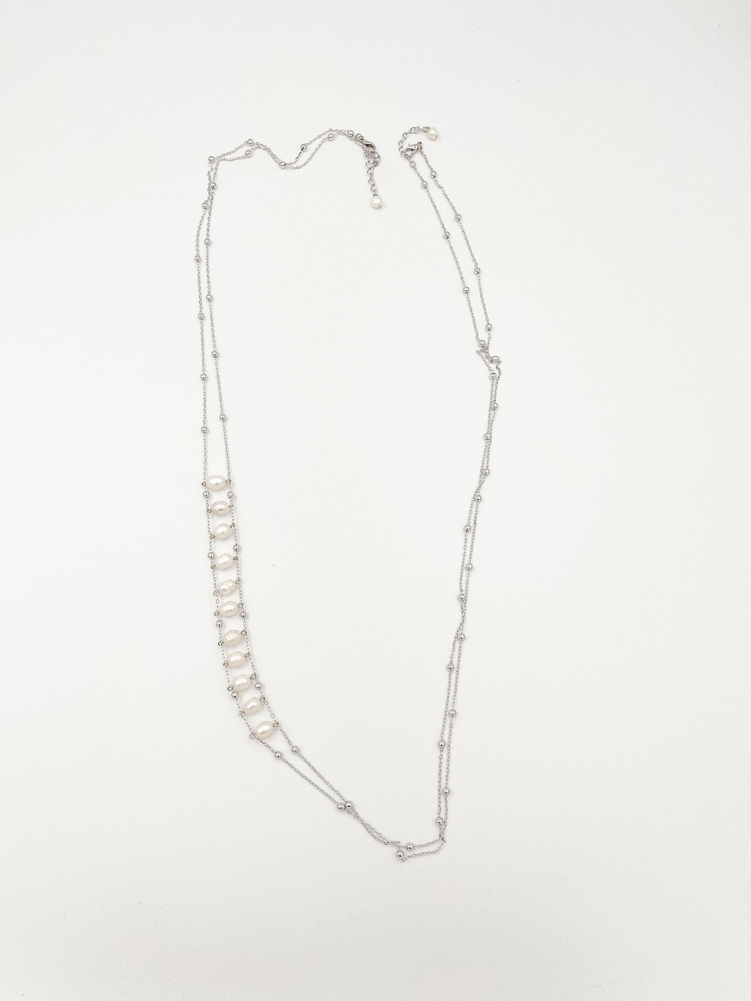 Silver necklace with mother of pearl ornaments - ELLY