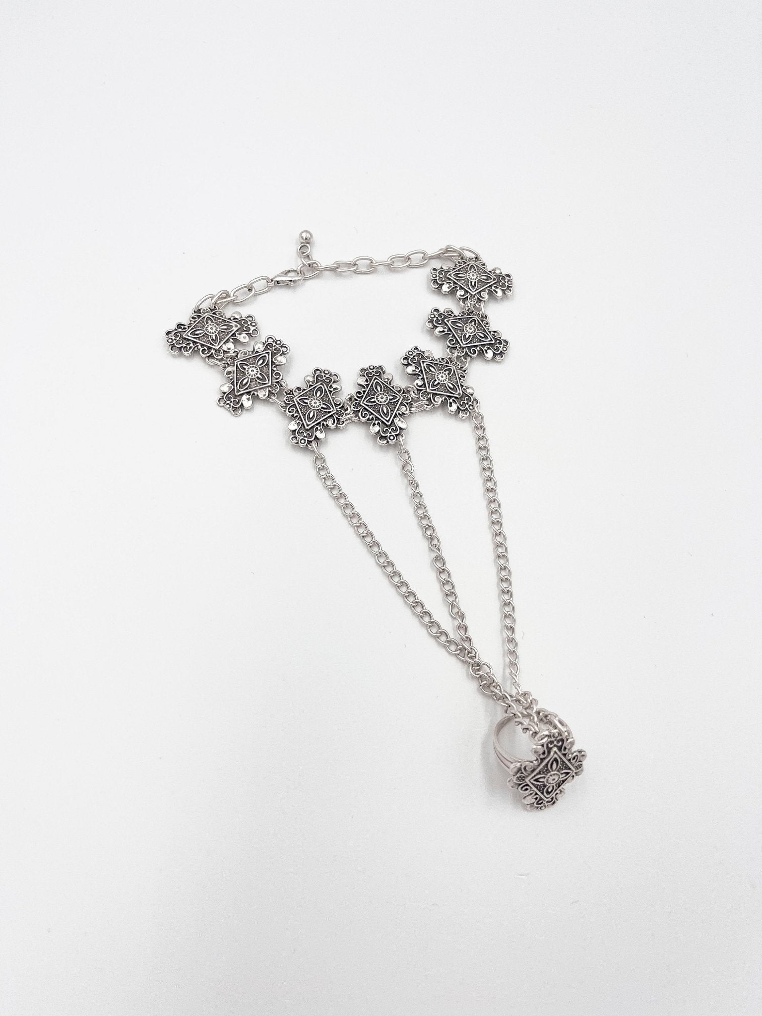 Silver plated brass bracelet ring - ELLY