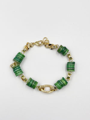 Stunning bracelet, featuring an 18-karat gold-plated chain and gorgeous colored nacre stone - ELLY