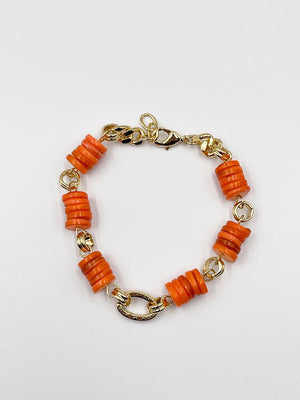 Stunning bracelet, featuring an 18-karat gold-plated chain and gorgeous colored nacre stone - ELLY