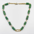 Stunning necklace, featuring an 18-karat gold-plated chain and gorgeous colored nacre stone - ELLY